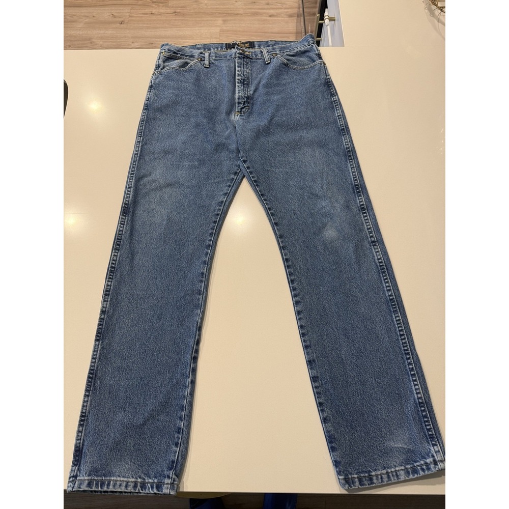 Wrangler George Strait Jeans Mens 36x34 Blue Denim Straight Leg Cowboy 1013MGSHD